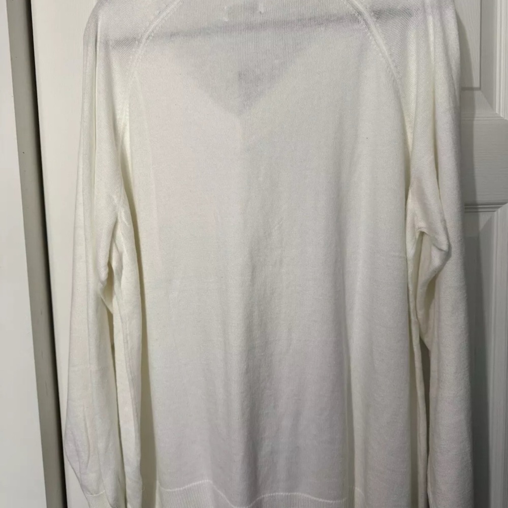 Lucky Brand Ladies' V-Neck Sweater, Cream Marshmallow XL - Picture 3 of 4